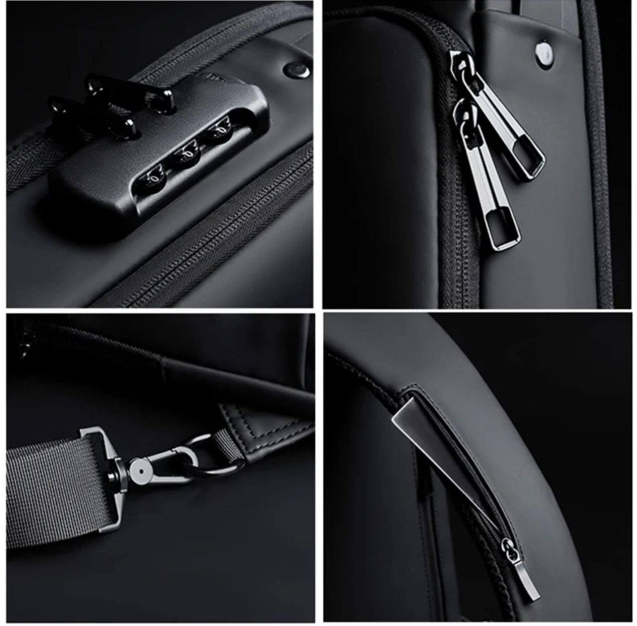 Tannero Blue Urban Anti-Theft Sling Bag with Lock, USB Port & PU Strap