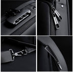 Tannero Black Urban Anti-Theft Sling Bag with Lock, USB Port & PU Strap