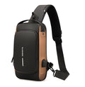 Tannero Black Urban Anti-Theft Sling Bag with Lock, USB Port & PU Strap