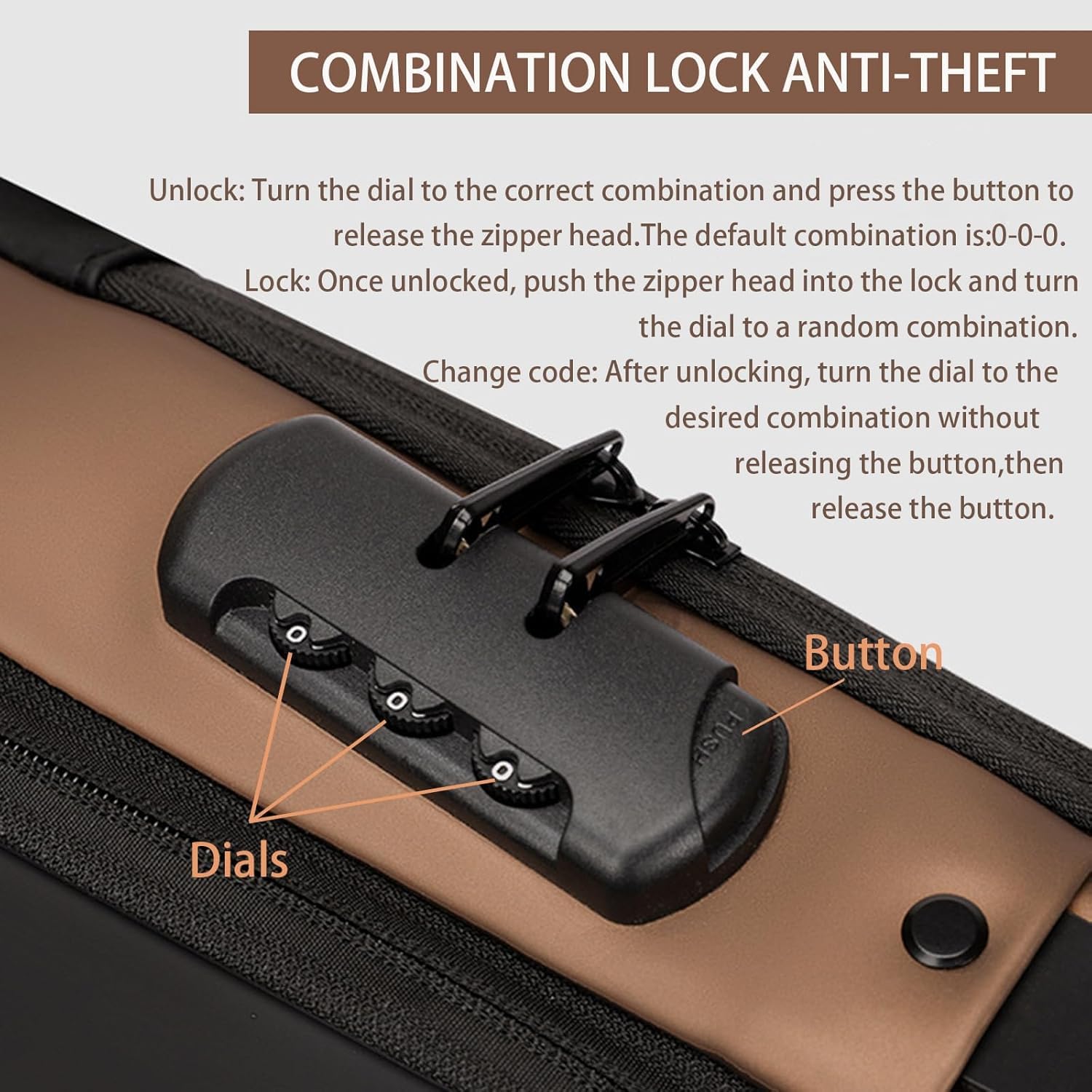 Tannero Black Urban Anti-Theft Sling Bag with Lock, USB Port & PU Strap