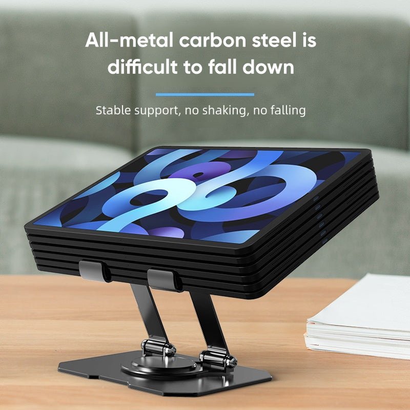 Tannero Adjustable Tablet Stand, 360 - Degree Rotating, All - Metal Construction, Dual - Shaft Height and Angle Control for iPad, Samsung Galaxy Tab, Lenovo Pad and All Tablets - Black - O21 Business Services