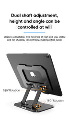 Tannero Black Carbon Steel 360-Degree Rotating Adjustable Tablet Stand for iPad, Samsung Galaxy Tab, Lenovo Pad