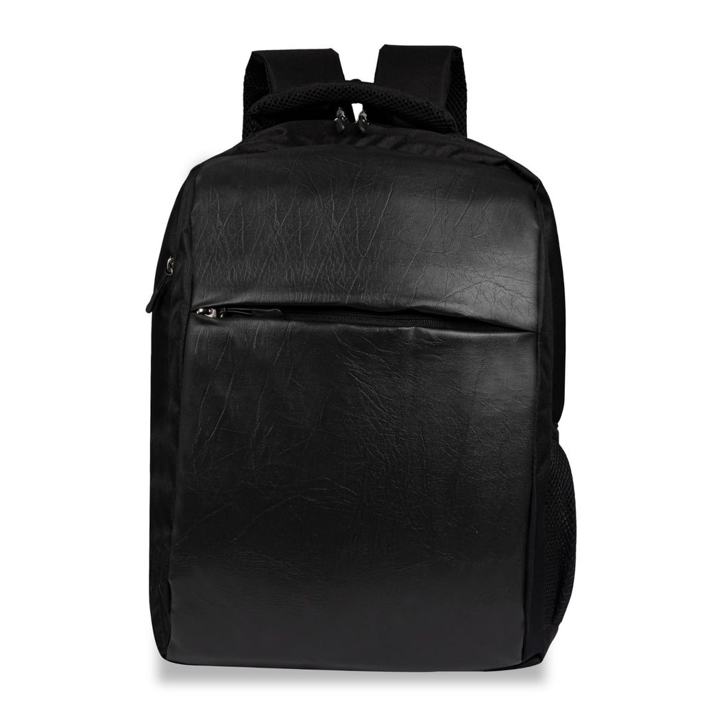 Tannero Urban Series Black Laptop Backpack | Luxury Faux Leather Front, Ergonomic Back Support, Multi-Utility Design