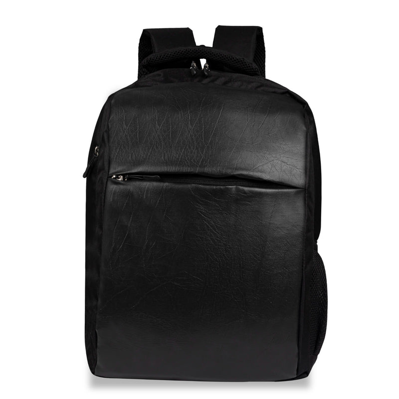 Tannero Urban Series Black Laptop Backpack | Luxury Faux Leather Front, Ergonomic Back Support, Multi-Utility Design