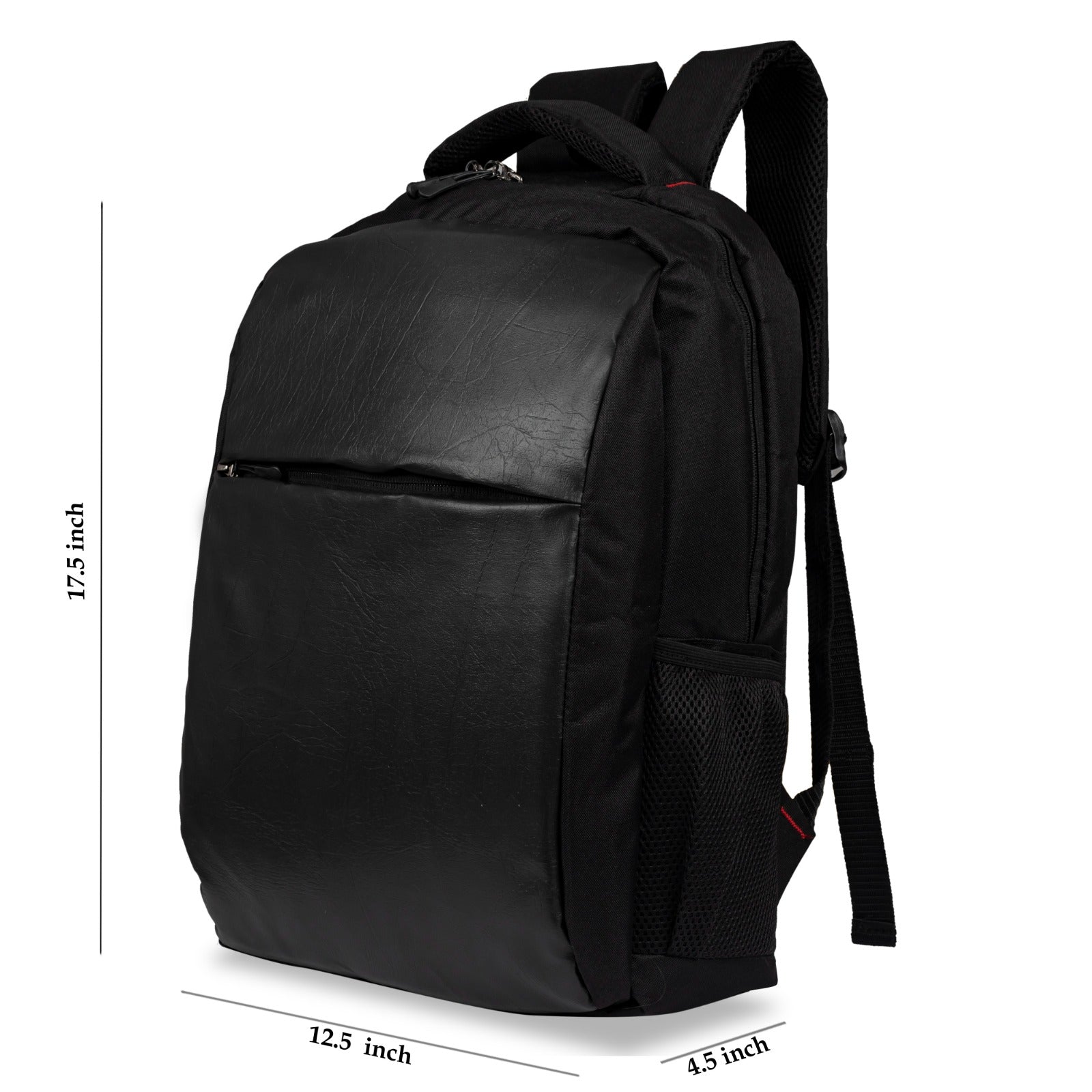 Tannero Urban Series Black Laptop Backpack | Luxury Faux Leather Front, Ergonomic Back Support, Multi-Utility Design