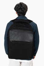 Tannero Urban Series Black Laptop Backpack | Luxury Faux Leather Front, Ergonomic Back Support, Multi-Utility Design