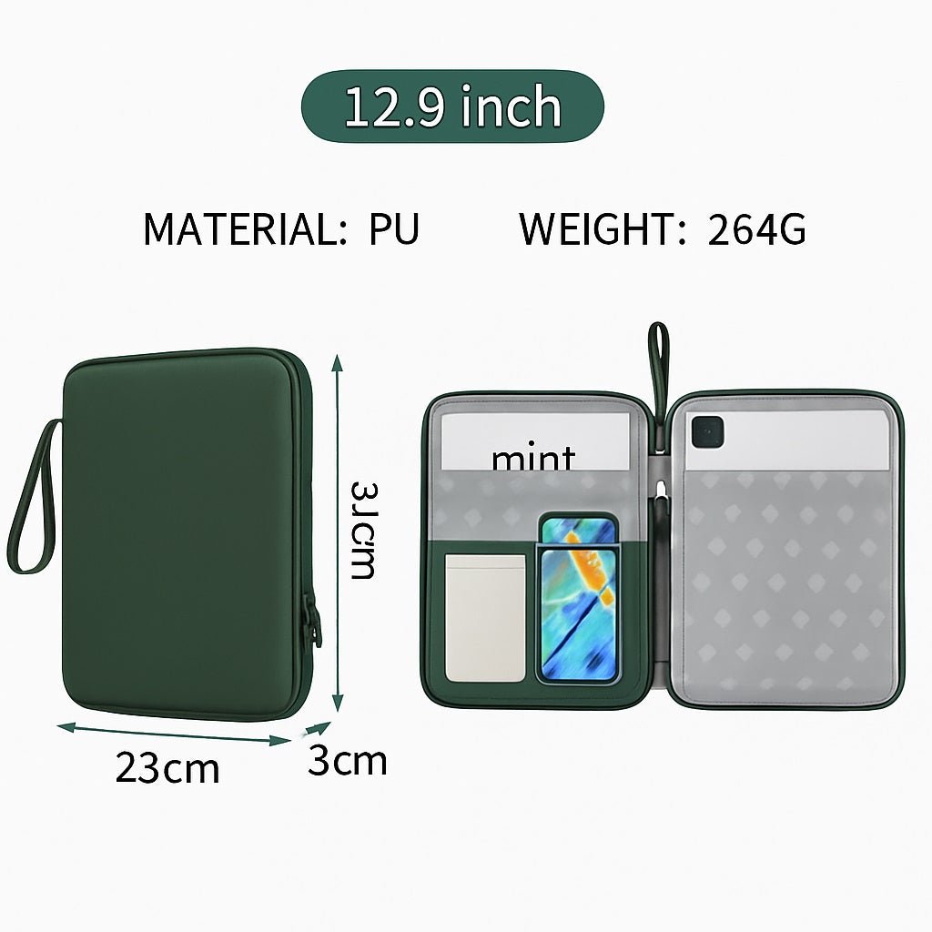 Tannero 12.9 - Inch Waterproof Tablet Sleeve Case, Multi - Layer Protection with PU Leather, Compatible with iPad/Samsung/Realme/OnePlus (Green) - O21 Business Services