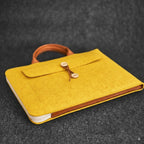 Tannero Professional Felt Laptop Bag, Brown Leather Handles, Business Briefcase, Upto 15.6 inch laptop (Yellow)