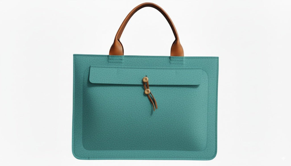 Tannero Professional Felt Laptop Bag, Brown Leather Handles, Business Briefcase, Upto 15.6 inch laptop (Teal) - O21 Business Services