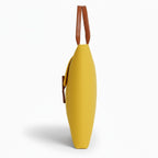 Tannero Professional Felt Laptop Bag, Brown Leather Handles, Business Briefcase, Upto 15.6 inch laptop (Yellow)