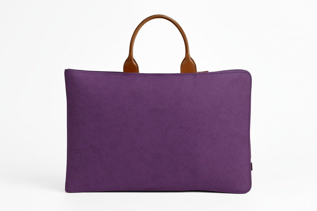 Tannero Professional Felt Laptop Bag, Brown Leather Handles, Business Briefcase, Upto 15.6 inch laptop (Purple) - O21 Business Services