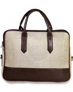 Tannero Eco-Style Jute & PU Leather Laptop Bag | Durable Office Briefcase for 15.6-inch Laptops