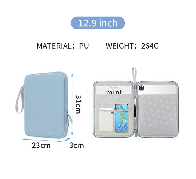 Tannero 12.9 - Inch Waterproof Tablet Sleeve Case, Multi - Layer Protection with PU Leather, Compatible with iPad/Samsung/Realme/OnePlus (Blue) - O21 Business Services