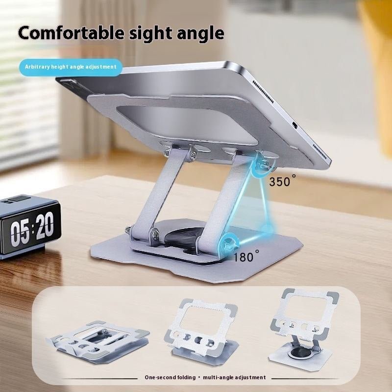 Tannero Adjustable Tablet Stand, 360 - Degree Rotating, All - Metal Construction, Dual - Shaft Height and Angle Control for iPad, Samsung Galaxy Tab, Lenovo Pad and All Tablets - Silver - O21 Business Services