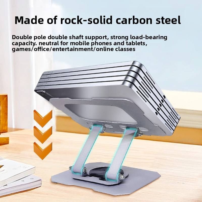 Tannero Adjustable Tablet Stand, 360 - Degree Rotating, All - Metal Construction, Dual - Shaft Height and Angle Control for iPad, Samsung Galaxy Tab, Lenovo Pad and All Tablets - Silver - O21 Business Services
